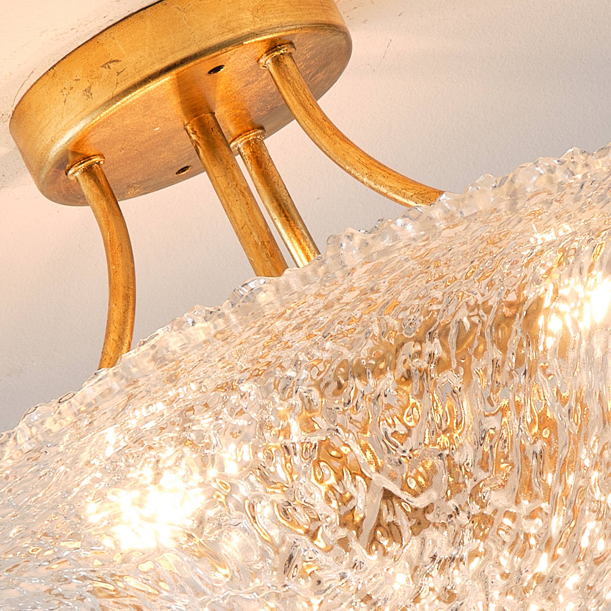Alt View 4. Parrot Uncle - 16 in. 3-Light Gold Resin Shade Semi-Flush Mount Ceiling Light - Gold.