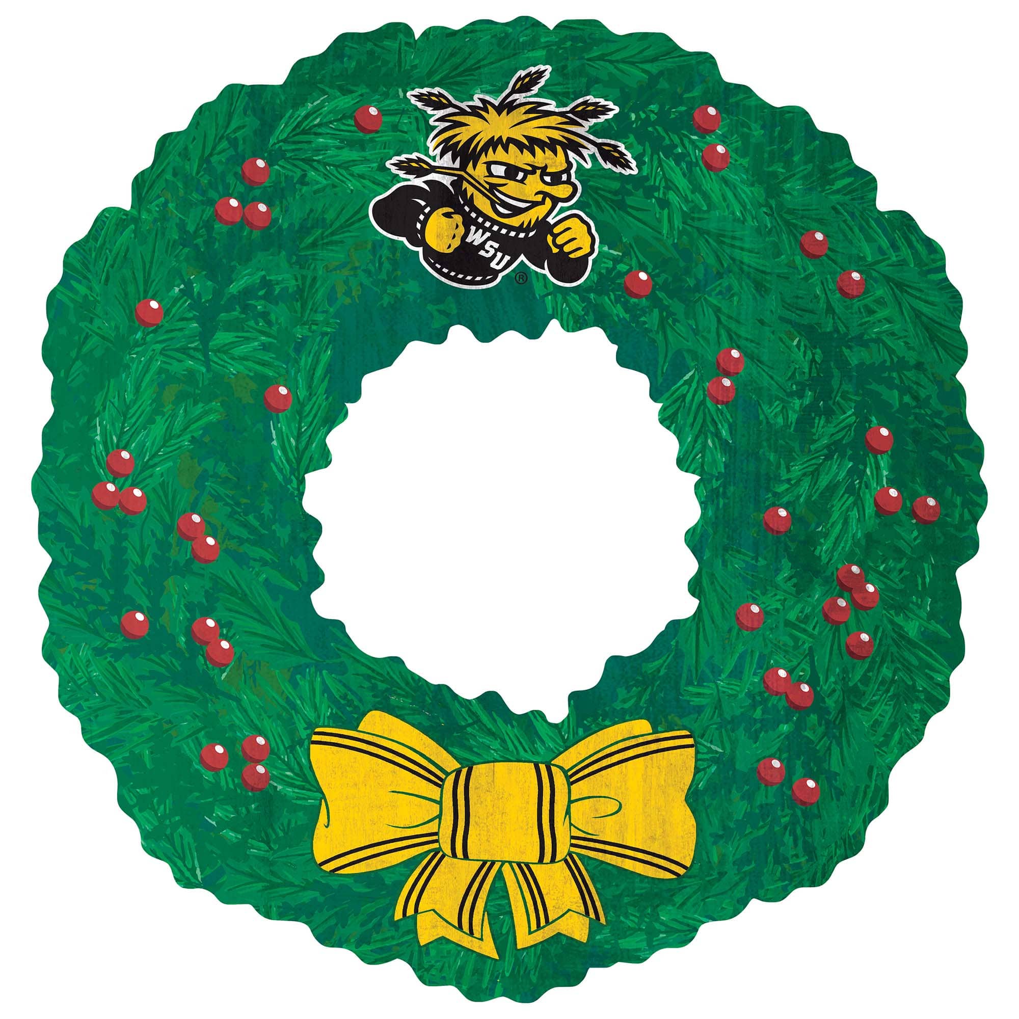 Front. Fan Creations - Wichita State Shockers 16'' Team Wreath Sign - Green.