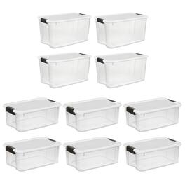 Sterilite - 4 Sets of 70 Quart Latch Lid Tote & 6 Sets of 18 Quart Latch Lid Tote - Clear
