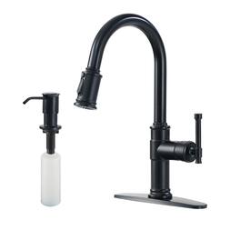 1.8 GPM Single Handle Pull Down Sprayer Kitchen Faucet with Soap Dispenser and Ceramic Cartridge