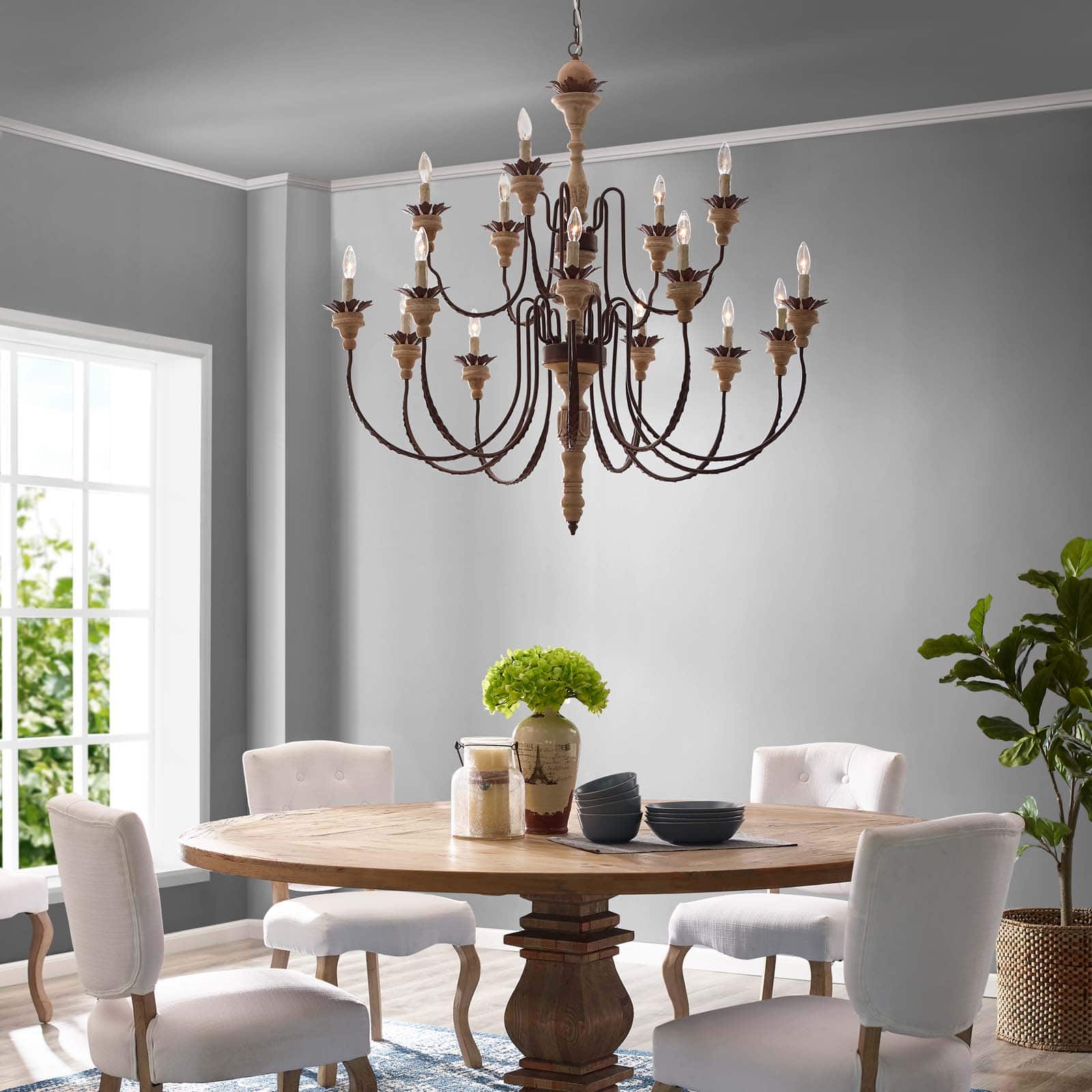 Nobility Pendant Light Ceiling Candelabra Chandelier by Modway - Black