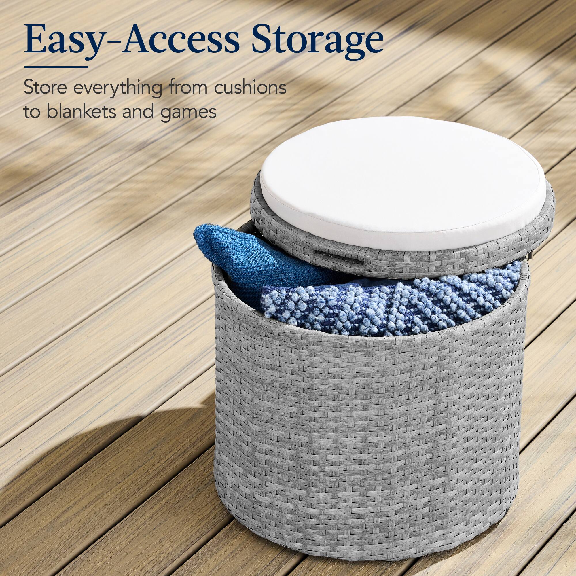 Easy-Access Storage

Store everything from cushions to blankets and games