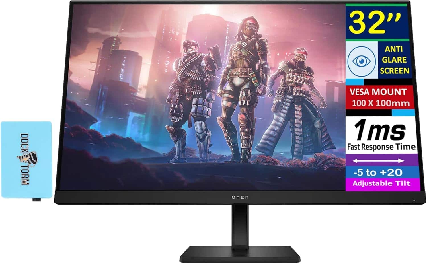 HP - OMEN 32" QHD IPS Monitor with 1ms Response Time, Anti-Glare, VESA Mount, HDMI & DKZ Hub, Color (780K0AA#ABA) - Black