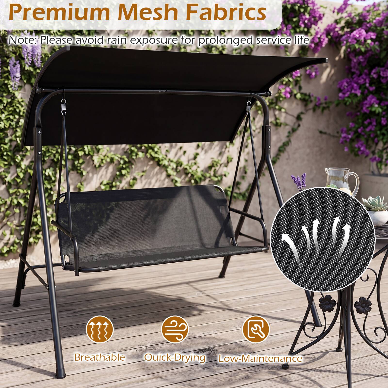 Premium Mesh Fabrics

Note: Please avoid rain exposure for prolonged service life

Breathable Quick-Drying Low-Maintenance