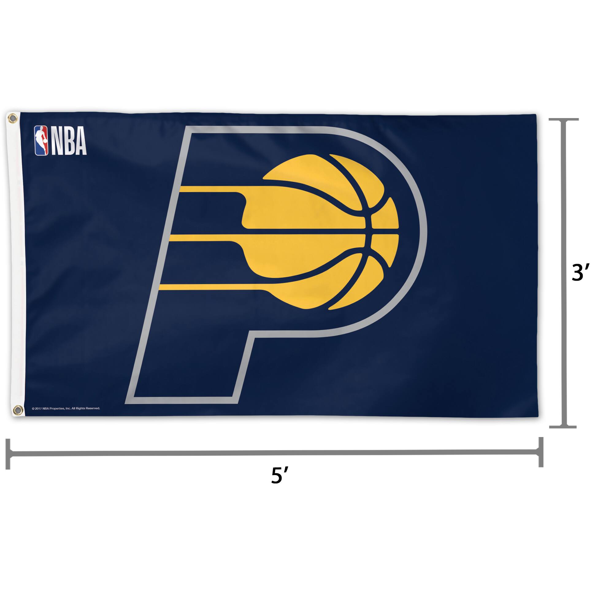 Alt View 1. WinCraft - Indiana Pacers Single-Sided 3' x 5' Deluxe Team Logo Flag - Multicolor.