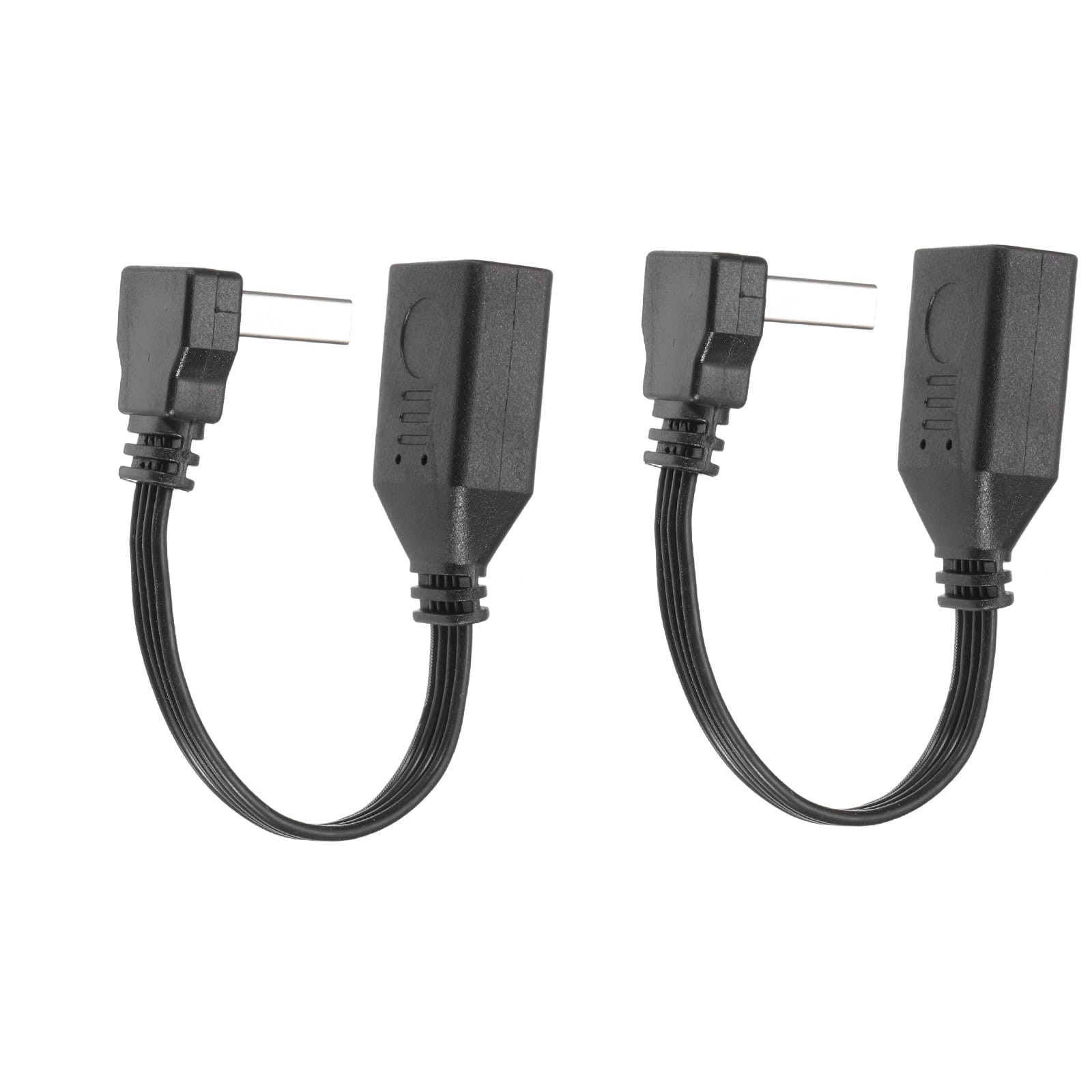 Unique Bargains - 2pcs USB2.0 Extension Cable, 90 Degree UP&Down Angle Male to Female, 480Mbps, Silicone, for Phone/Tablet - Black