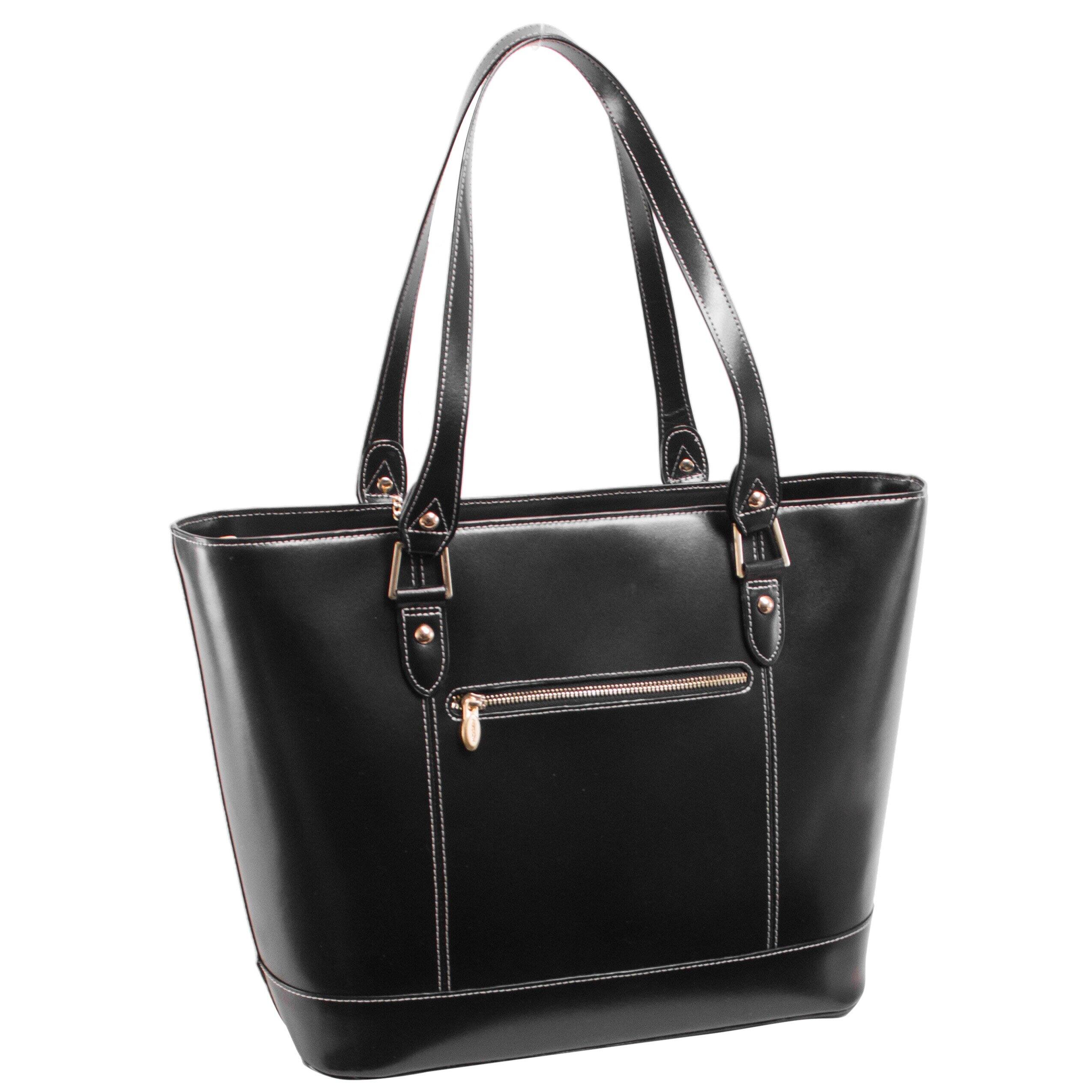 Alt View 5. McKleinUSA - Leather Ladies Tote Tablet Pocket Laptop Bag Lightweight Computer Briefcase Large Capacity Shoulder Bag - Black.