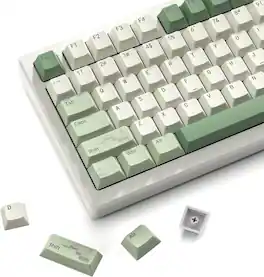 Womier - PBT Keycaps, Cherry Profile Dye-Sub Theme Keycaps for Cherry Gateron MX Switches Mechanical Keyboards - Light Green-132 Keys
