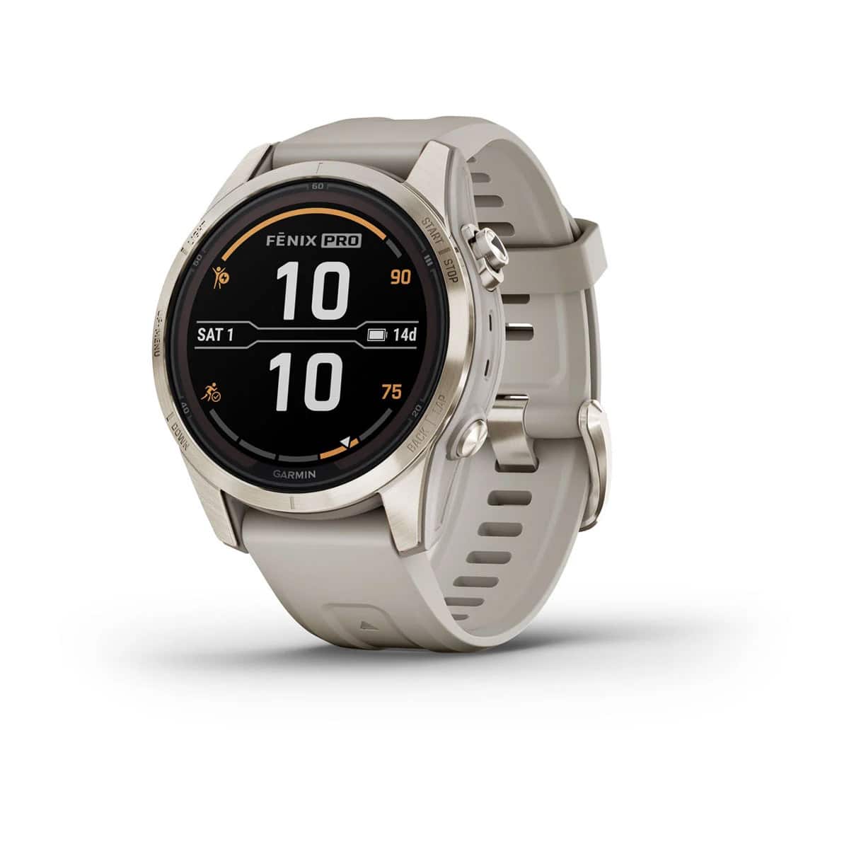 Garmin Fenix 7S Pro Sapphire Solar Edition Soft Gold with Light