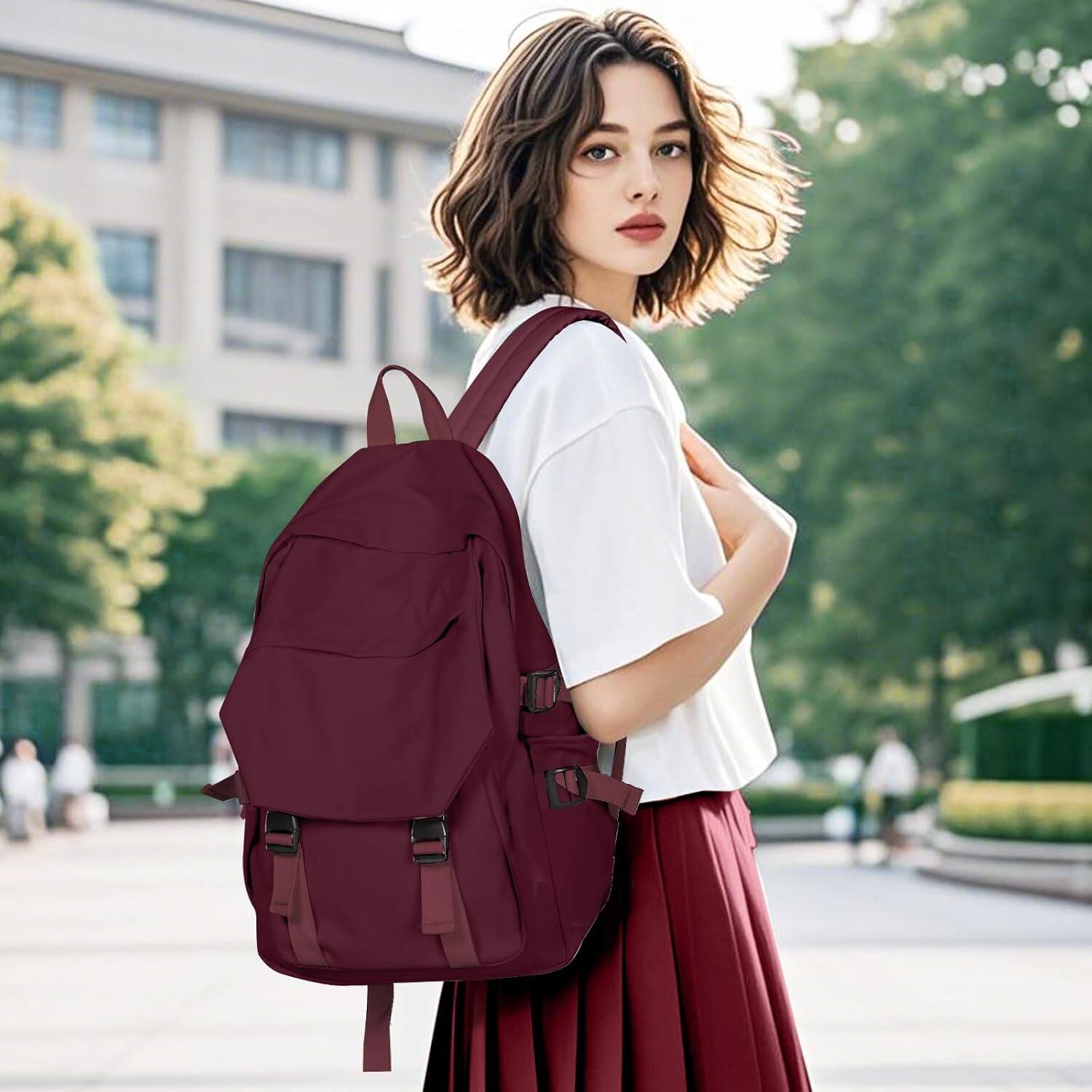 Alt View 6. Live At Space - coowoz Casual Daypack Large upgraded version College Laptop Backpack Women Water Resistant Lightweight School Travel... - Dark Grey-Small.