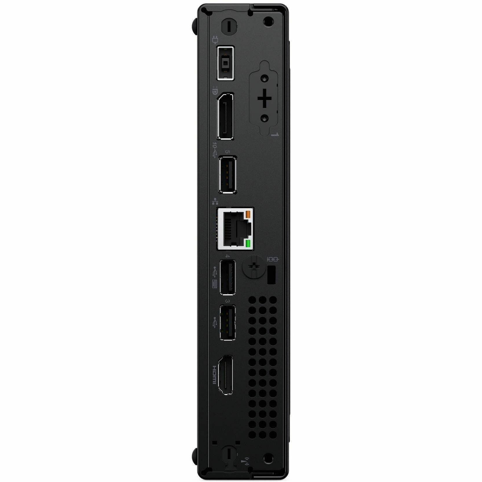 Back. Lenovo - Lenovo V100q Tiny Desktop, Intel Core i3-N305, 16GB RAM, 512GB NVMe SSD, Windows 11 Pro, Wi-Fi 6 - Black.