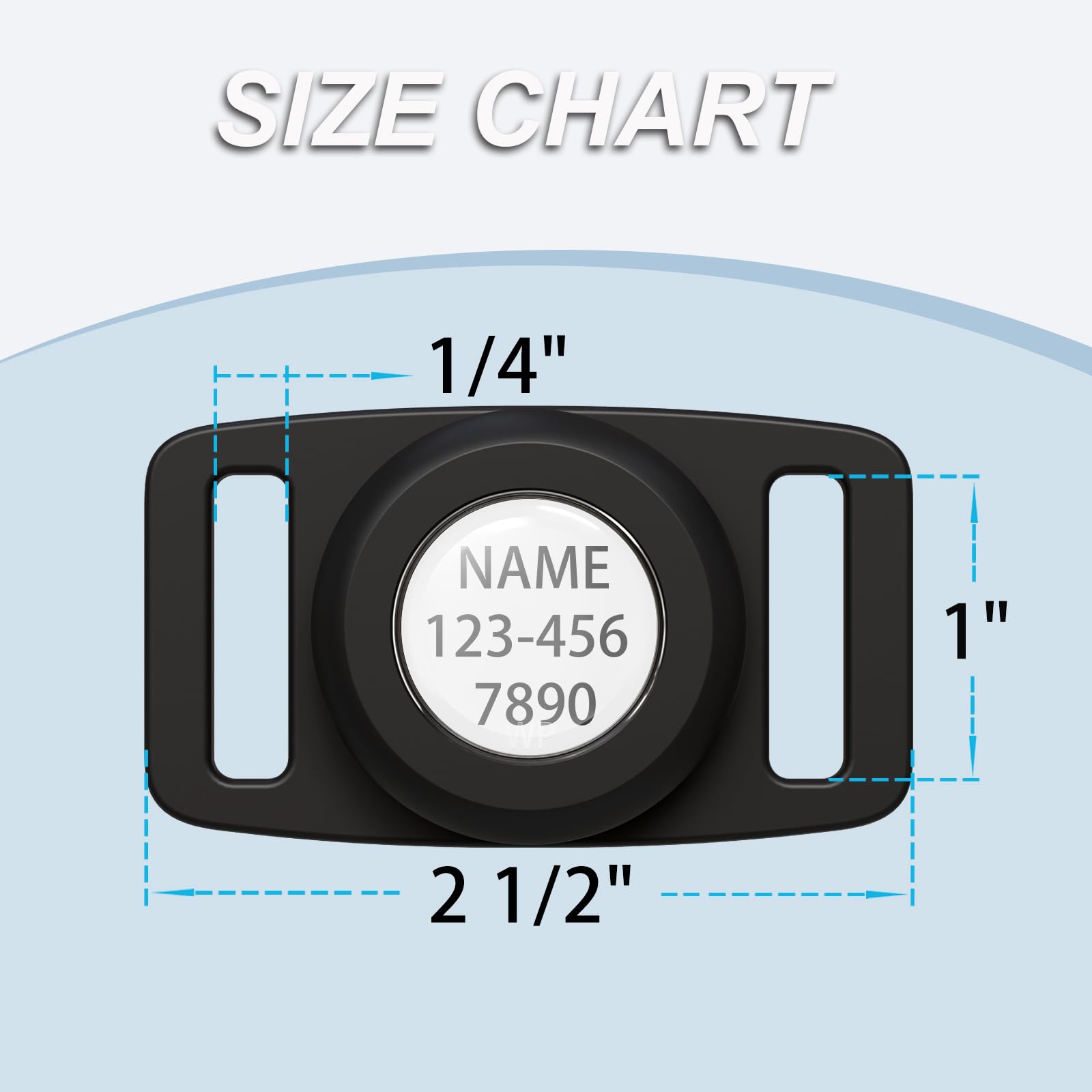 SIZE CHART

1/4"  
NAME  
123-456  
7890  
1"  
2 1/2"