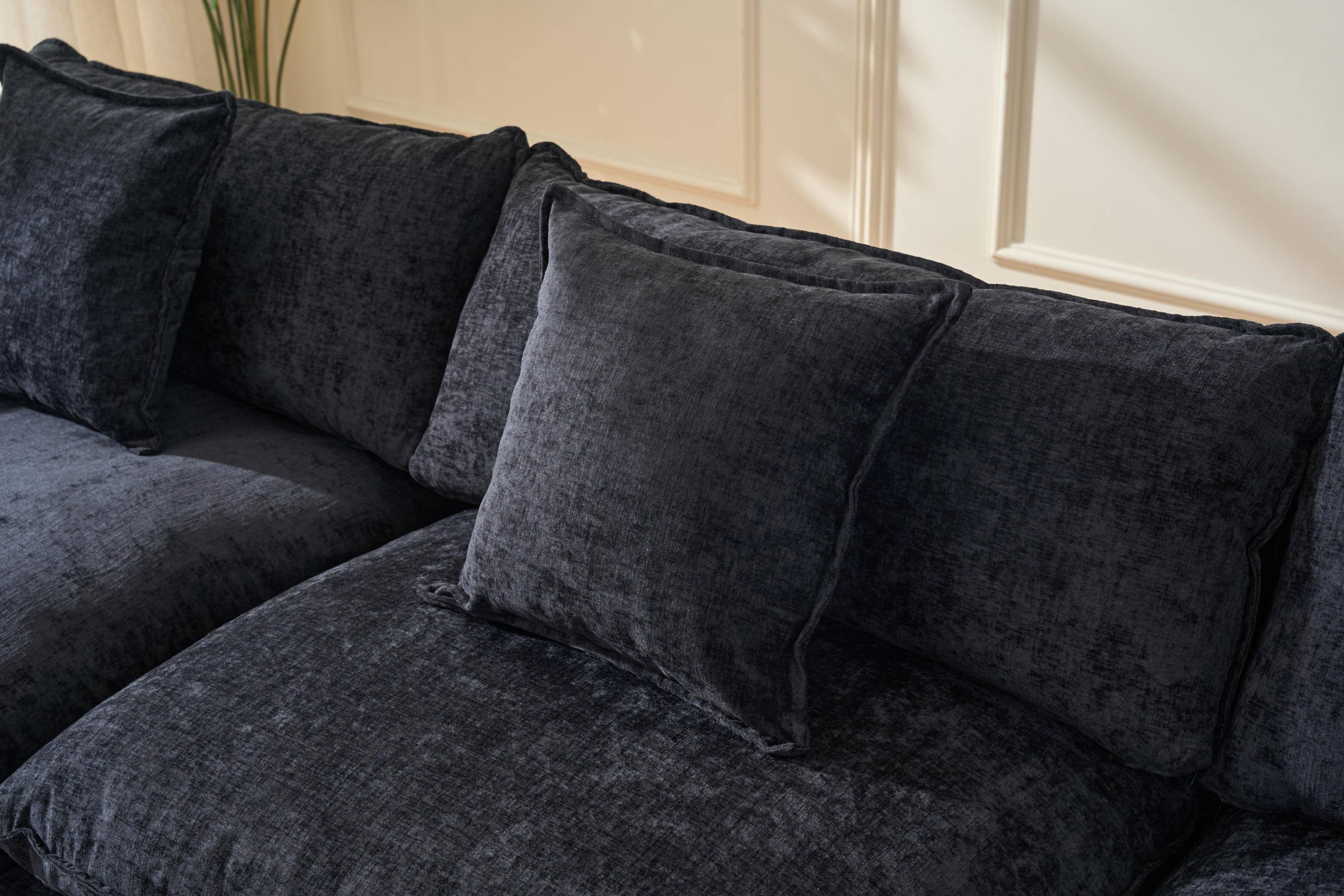 Alt View 4. Meqiodas - 39.4" Modern Accent Chair with Ottoman, Living Room Club Chair Chenille Upholstered Armchair , Reading Chair for Bedroom - Black.