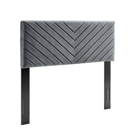 Alyson Angular Channel Tufted Performance Velvet King / California King Headboard by Modway - Gray