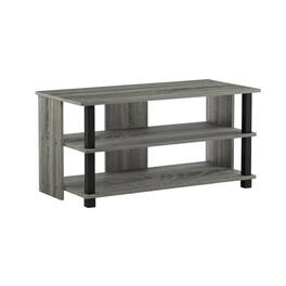 FurniFact - Wooden 3-Tier TV Stand, TVs up to 40 inches, Modern Style, Space-Saving Design - Gray Black