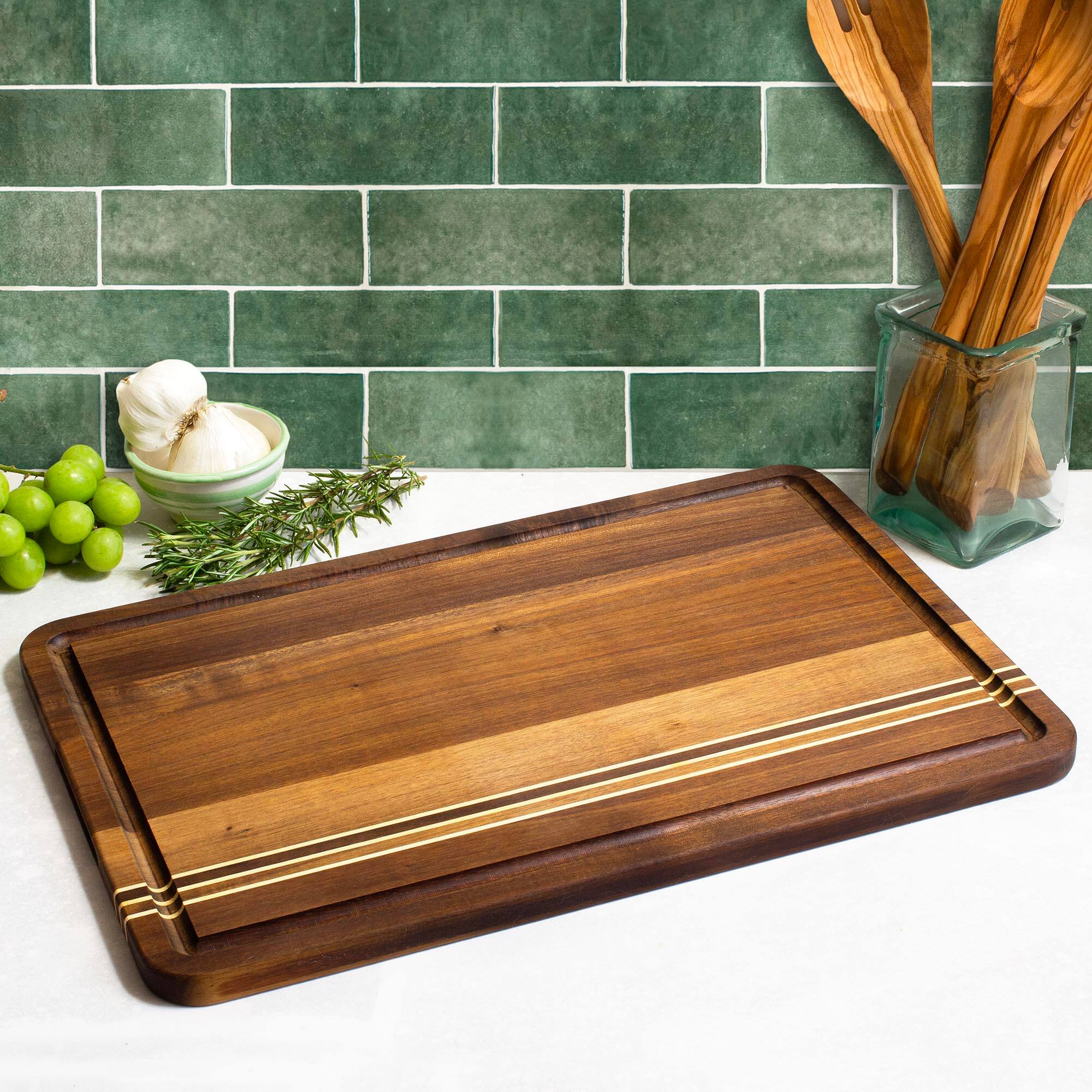 Alt View 2. Rock & Branch - Acacia Wood Pinstripe Cutting Board, 18-1/8" x 12-1/8".