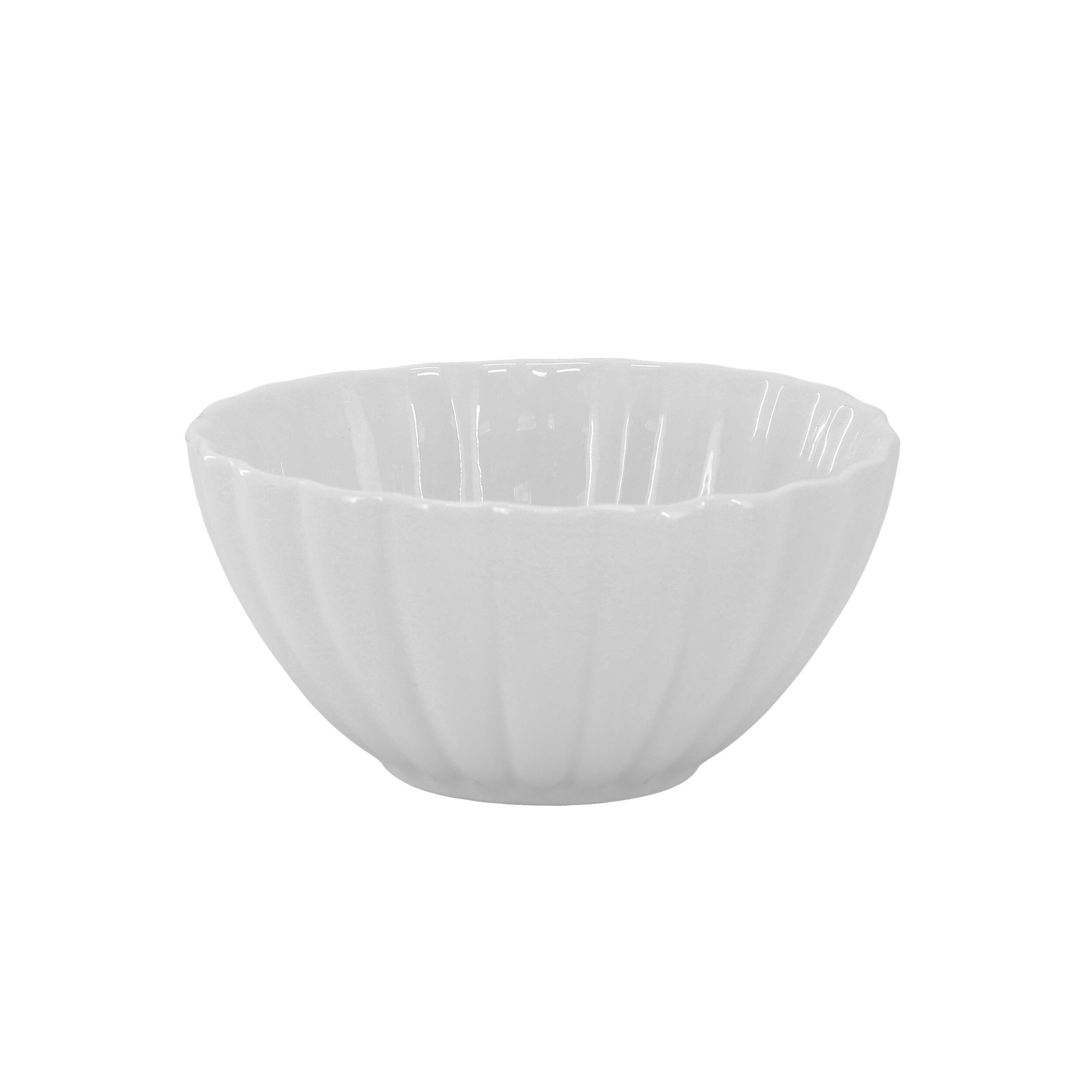 Alt View 5. Elama - Elama Jane 16 Piece Scalloped Double Bowl Porcelain Dinnerware Set in White - White.