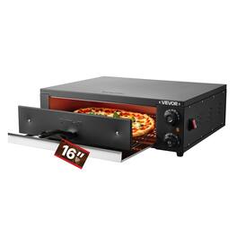 VEVOR - Electric Pizza Oven,16 in Countertop Pizza Oven,77 to 572°F Temp Range,1750W Indoor Pizzas Maker w/Timing & Temp Control - Black