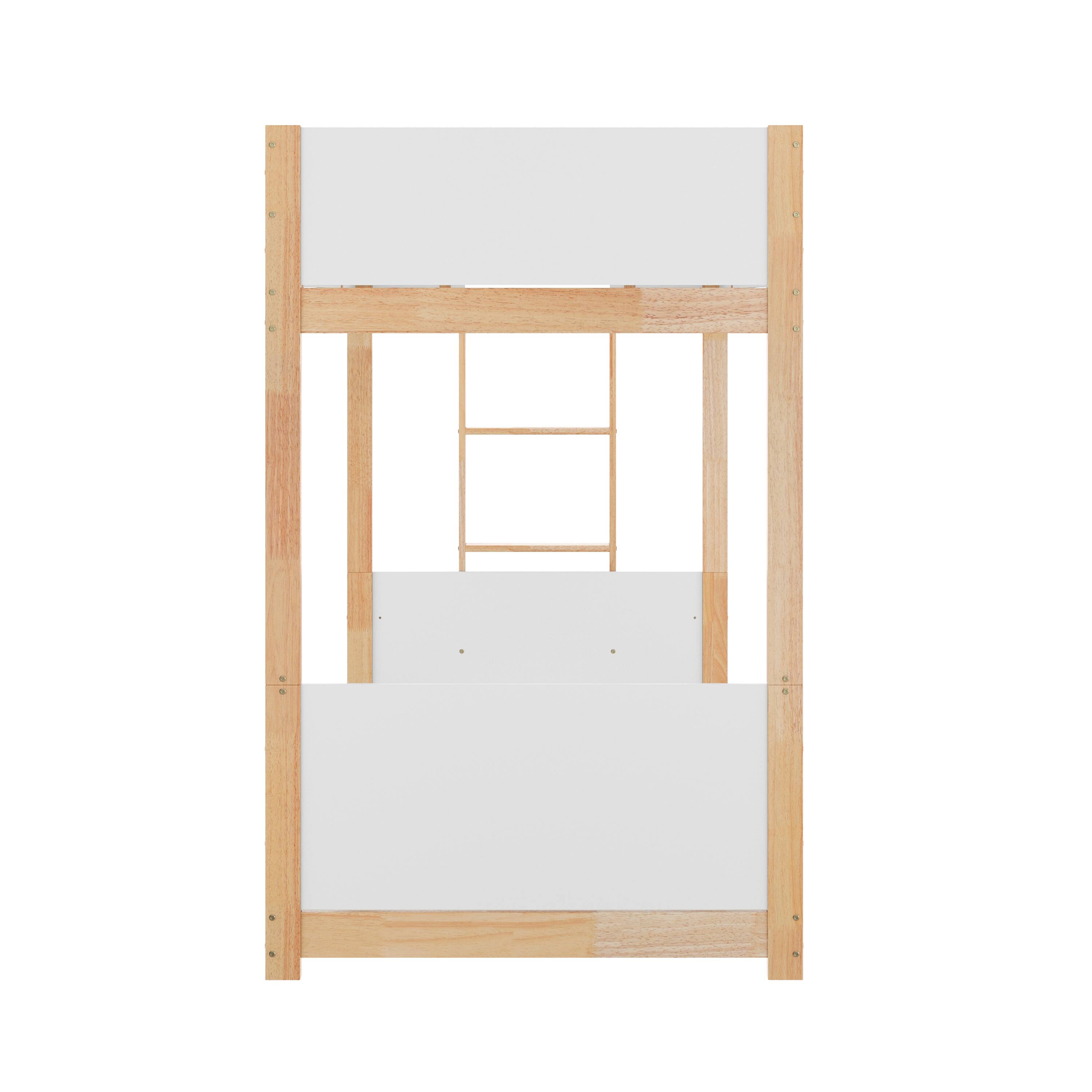Alt View 6. Emma + Oliver - Samuel Kids Bunk Bed with Convertible, Solid Wood Frame and Easy-to-Climb Ladder with No Box Spring Required - White/Natural.