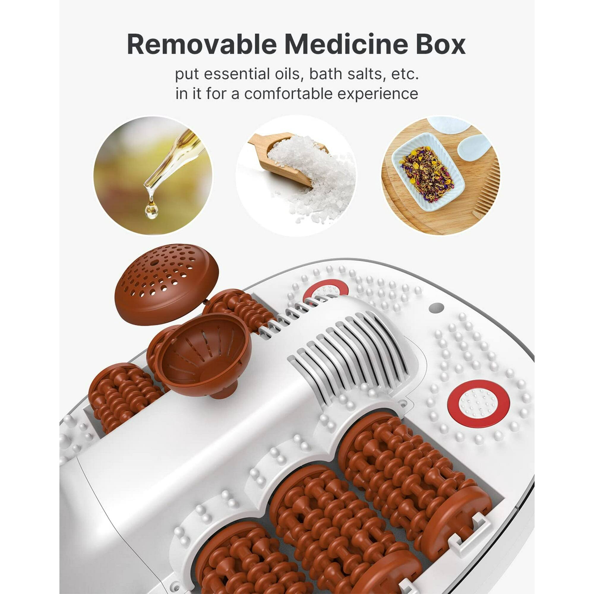 Removable Medicine Box  
put essential oils, bath salts, etc. in it for a comfortable experience