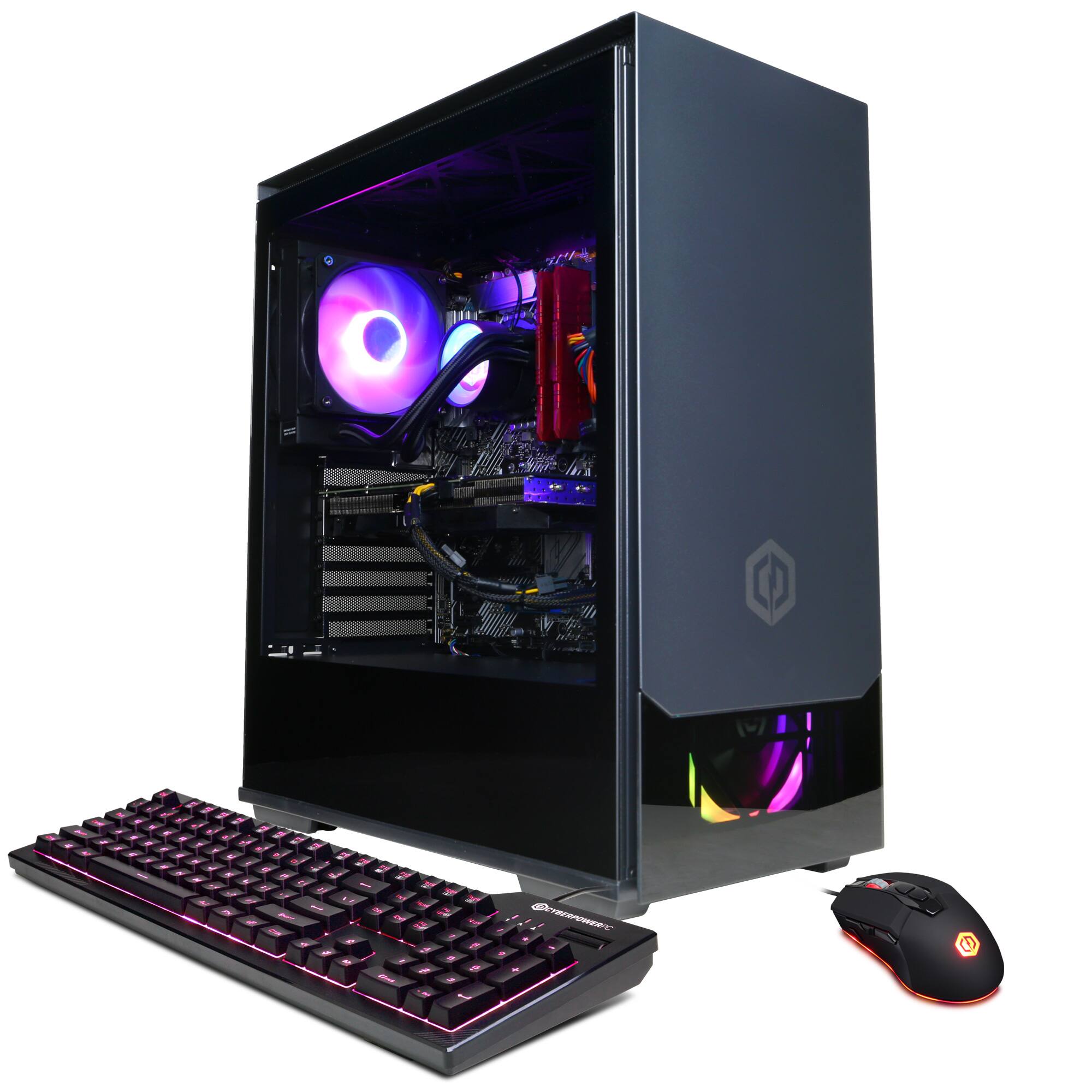 Front. CyberPowerPC - CyberPowerPC SLC10660V6 Gaming Desktop - Core i7-12700KF - 16GB DDR4 - NVIDIA GeForce RTX 3080 - 1TB HDD + 500GB SSD - Black.