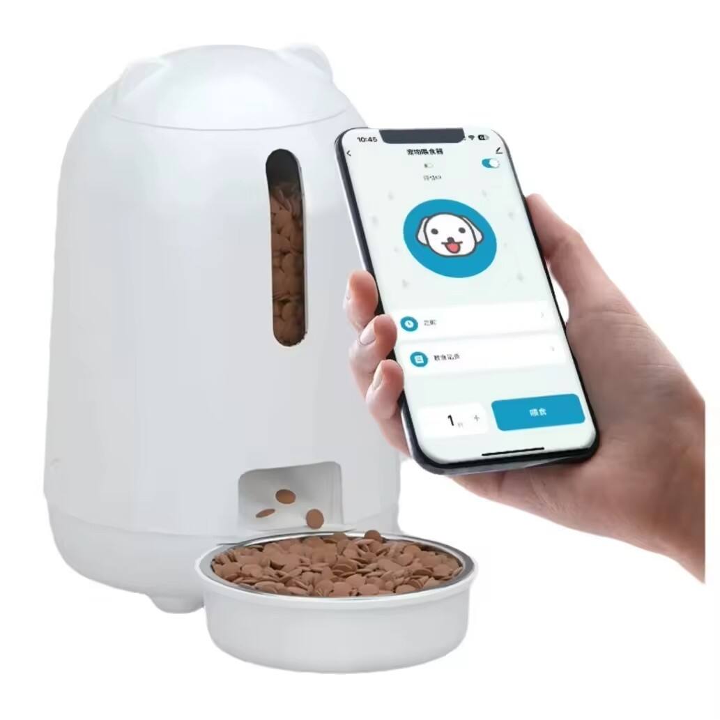 Front. Cluzine - Compact WiFi Smart Pet Feeder, Timed & Quantitative Auto Dispenser for Cats & Dogs, Remote Control Feeding Machine - White.