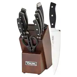 Viking - 10-Piece True Forged Cutlery Set with Walnut Block - Multicolor