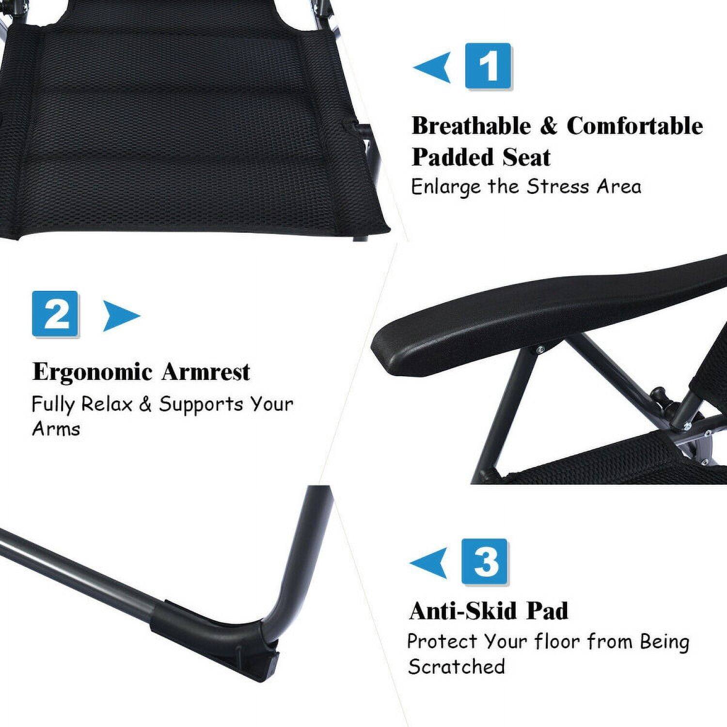 1. Breathable & Comfortable Padded Seat  
   Enlarge the Stress Area

2. Ergonomic Armrest  
   Fully Relax & Supports Your Arms

3. Anti-Skid Pad  
   Protect Your Floor from Being Scratched