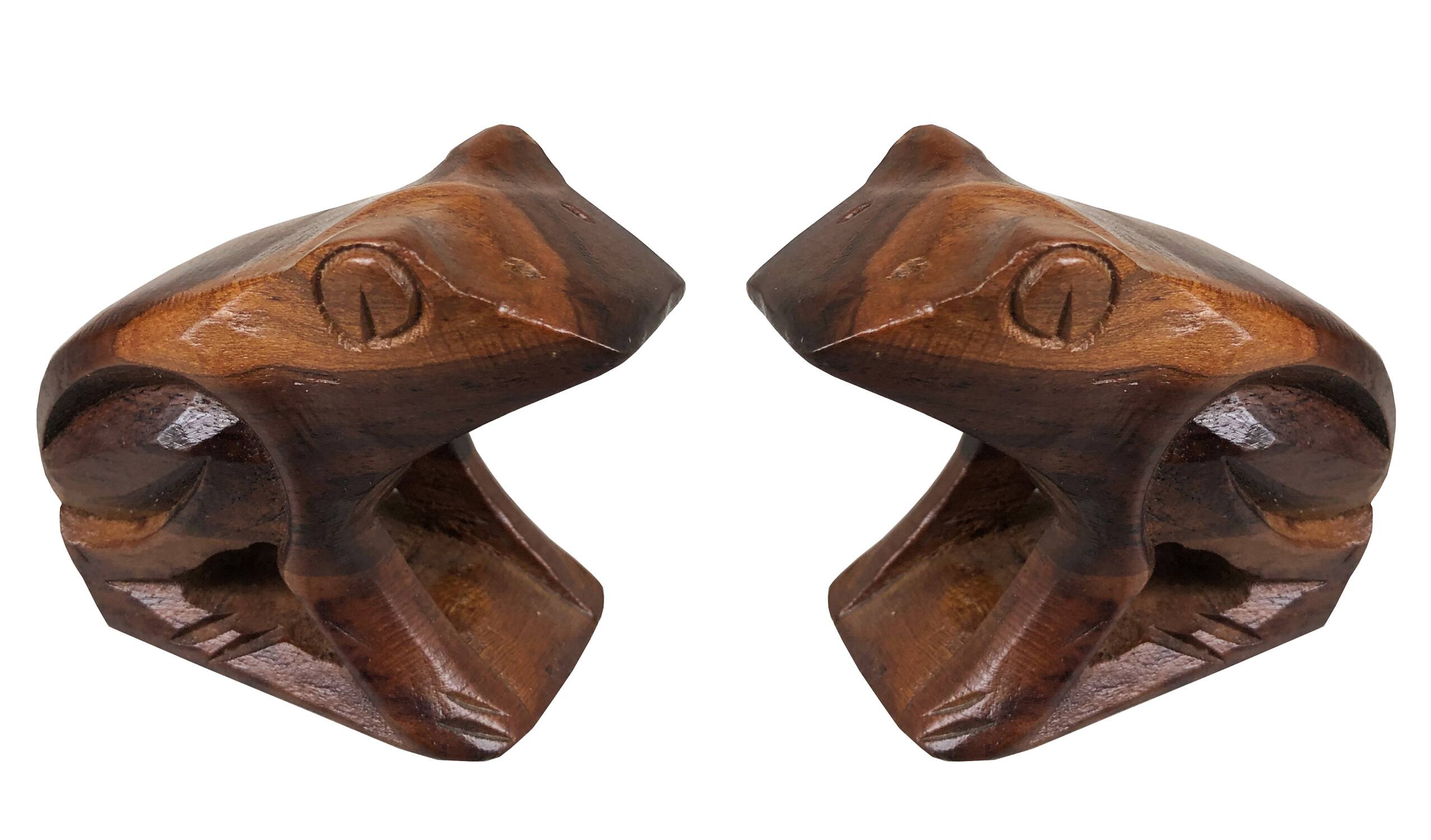 Dart - Frog Mini Statue SET 2 pcs - Natural Teak Oil