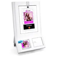 HP Sprocket Photobooth 3" x 4" Color Photo Printer (White) with Touch Screen, LED Ring Light & Wi-Fi - White - Front_Zoom