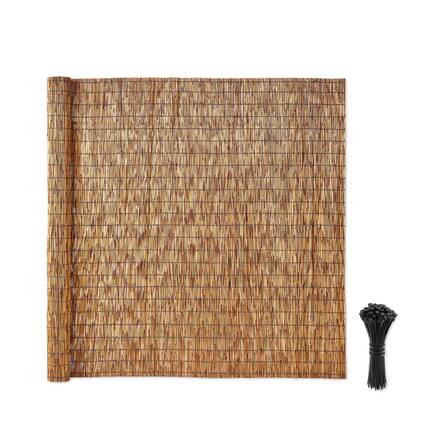 Front. VEVOR - Natural Reed Fencing, 6 ft x 16.4 ft, Decorative Natural Reed Fencing Roll, Decorative Fence for Backyard Garden Divider - Brown.