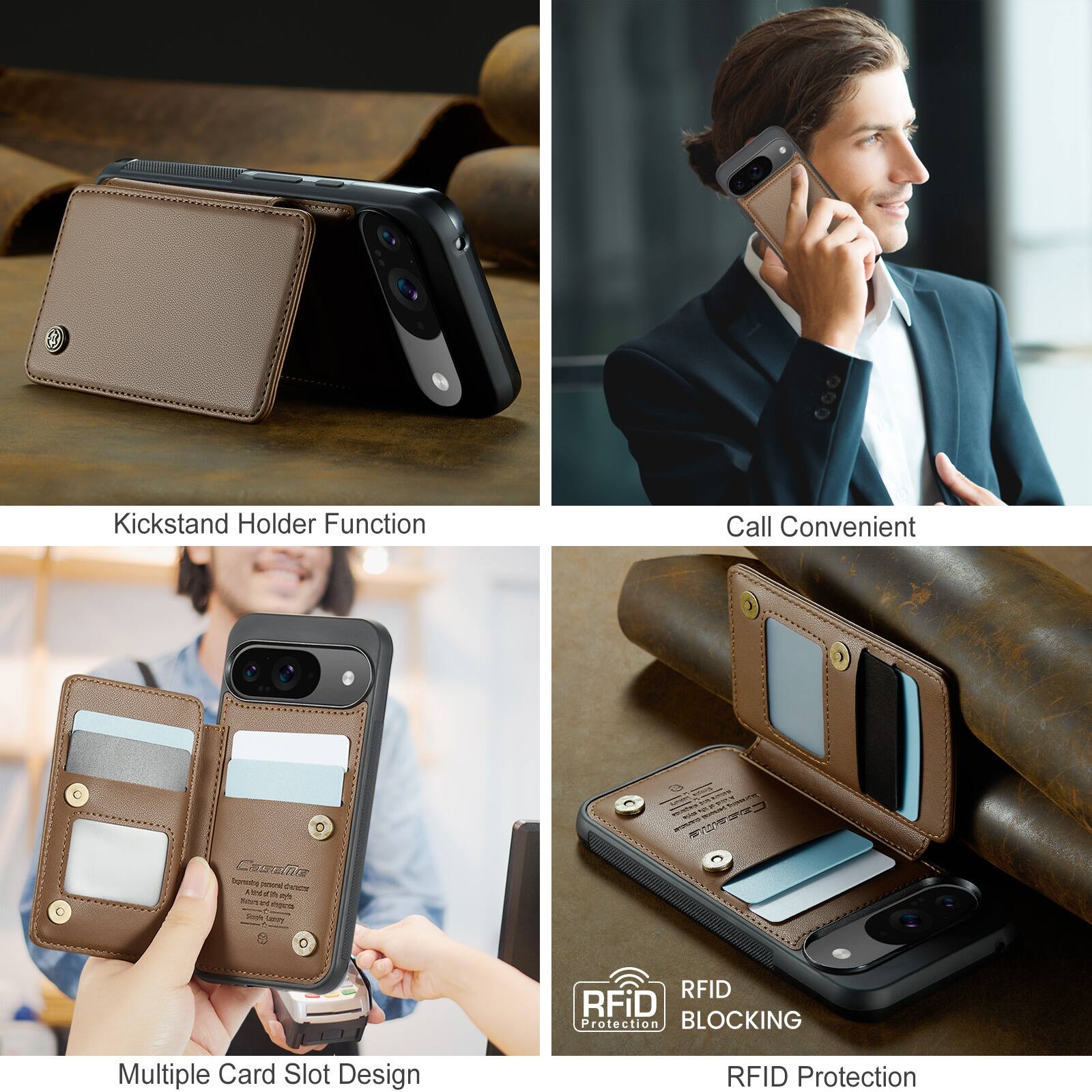 Kickstand Holder Function  
Call Convenient  
Multiple Card Slot Design  
RFID Protection
