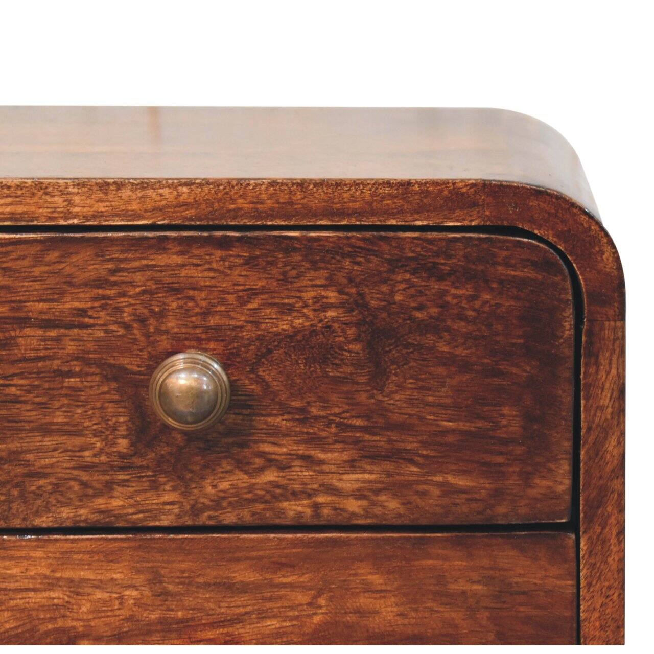 Back. Artisan Furniture - Artisan Furniture Solid Wood Mini Curved California Walnut Wall Mounted Bedside, 2 Drawers, Dark Brown - Chestnut.