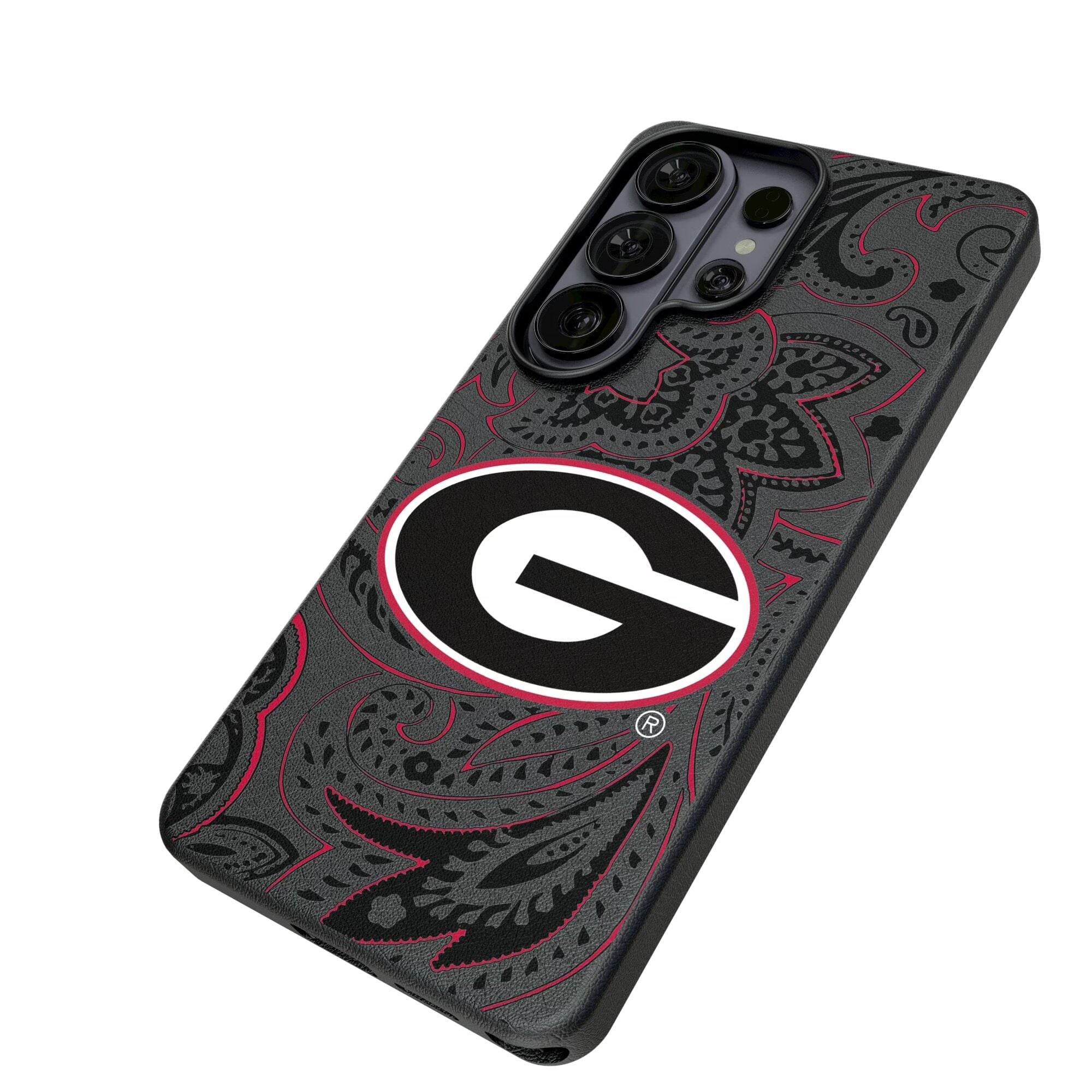 Alt View 1. Keyscaper - Georgia Bulldogs Paisley Galaxy Magnetic Bump Case - S24 Ultra - Black.