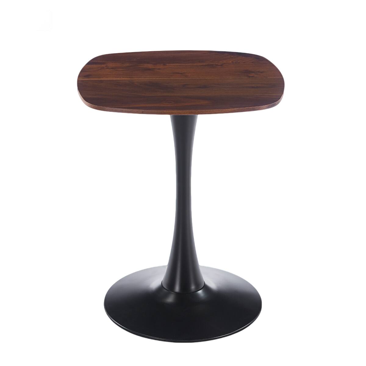 Alt View 4. Loheer - Loheer 23.62 inch Round Dining Table, Black and Dark Walnut MDF and Metal Pedestal Base - Black and Dark Walnut.