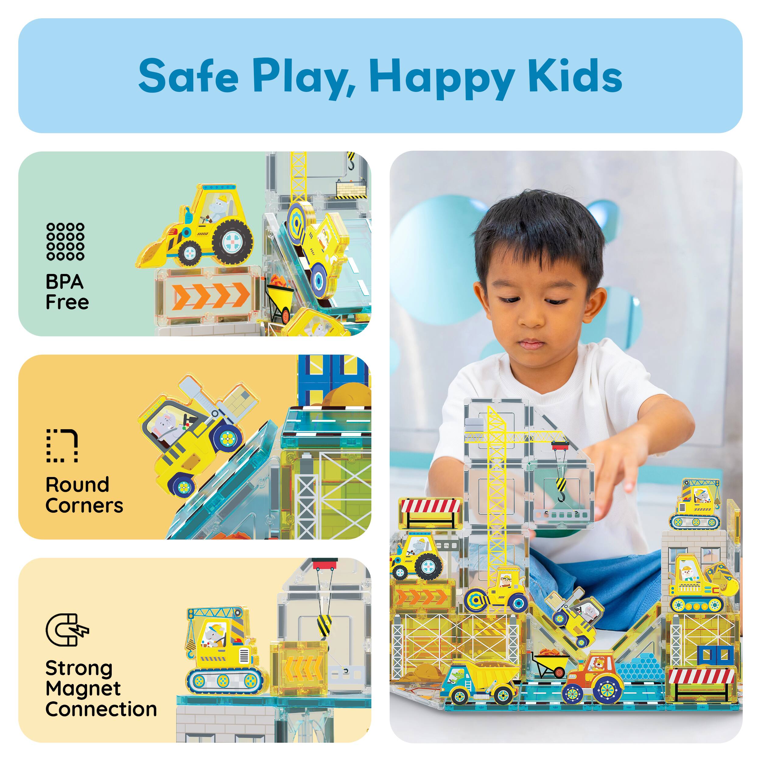 Safe Play, Happy Kids

- BPA Free
- Round Corners
- Strong Magnet Connection