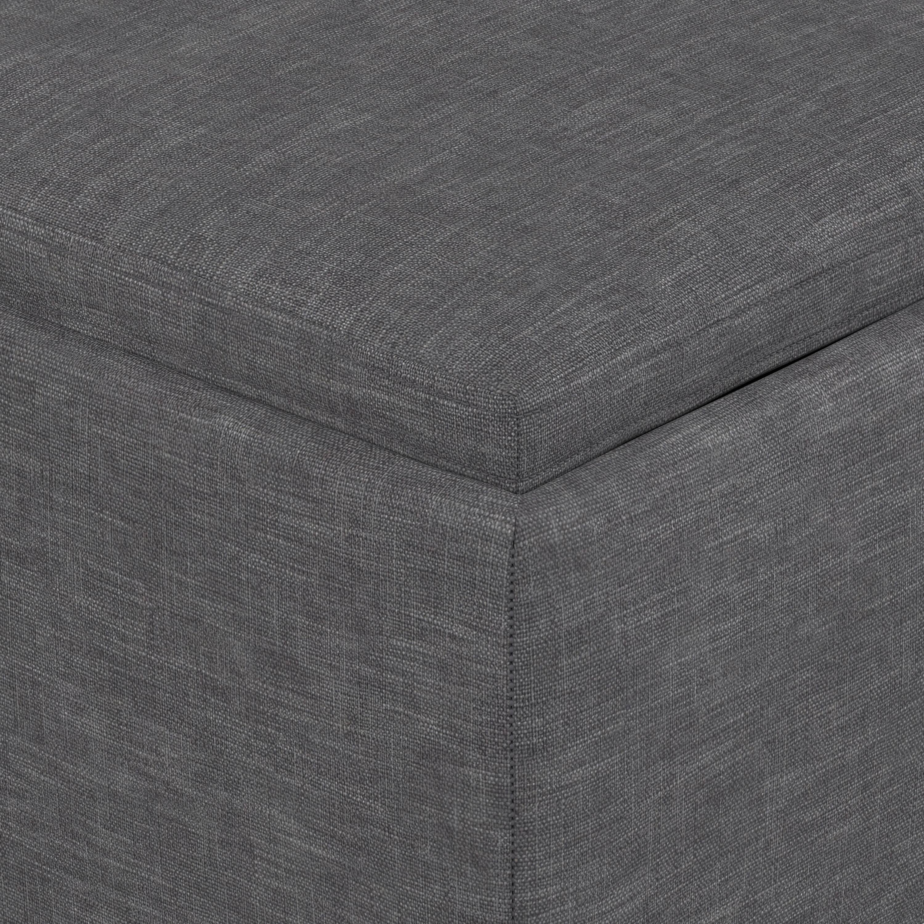 Alt View 4. Simpli Home - Natasha 18 inch Wide Mid Century Square Mid Century Storage Ottoman with Tray in Slate Grey Polyester Linen, Assembled - Slate Grey.
