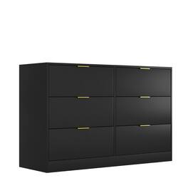Spaco - Simply Modern 6-Drawer Dresser, Large Storage Cabinet, Chest of Drawers for Bedroom, Living Room,Hallway,Entryway - Black