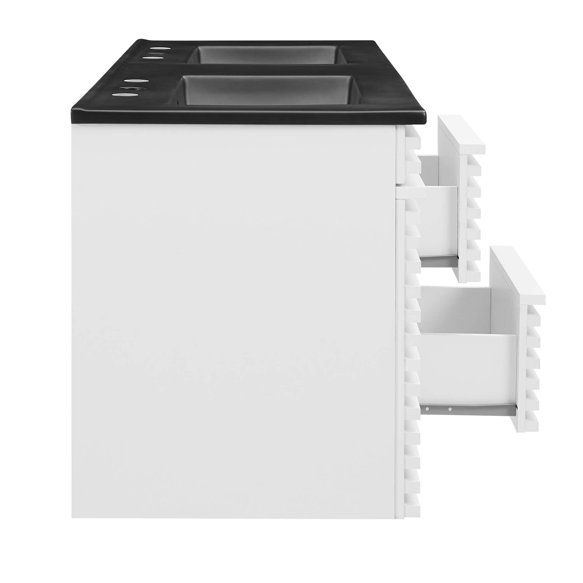 Alt View 4. Modway - Render 48" Wall-Mount Bathroom Vanity Basin Included by Modway - White Black.