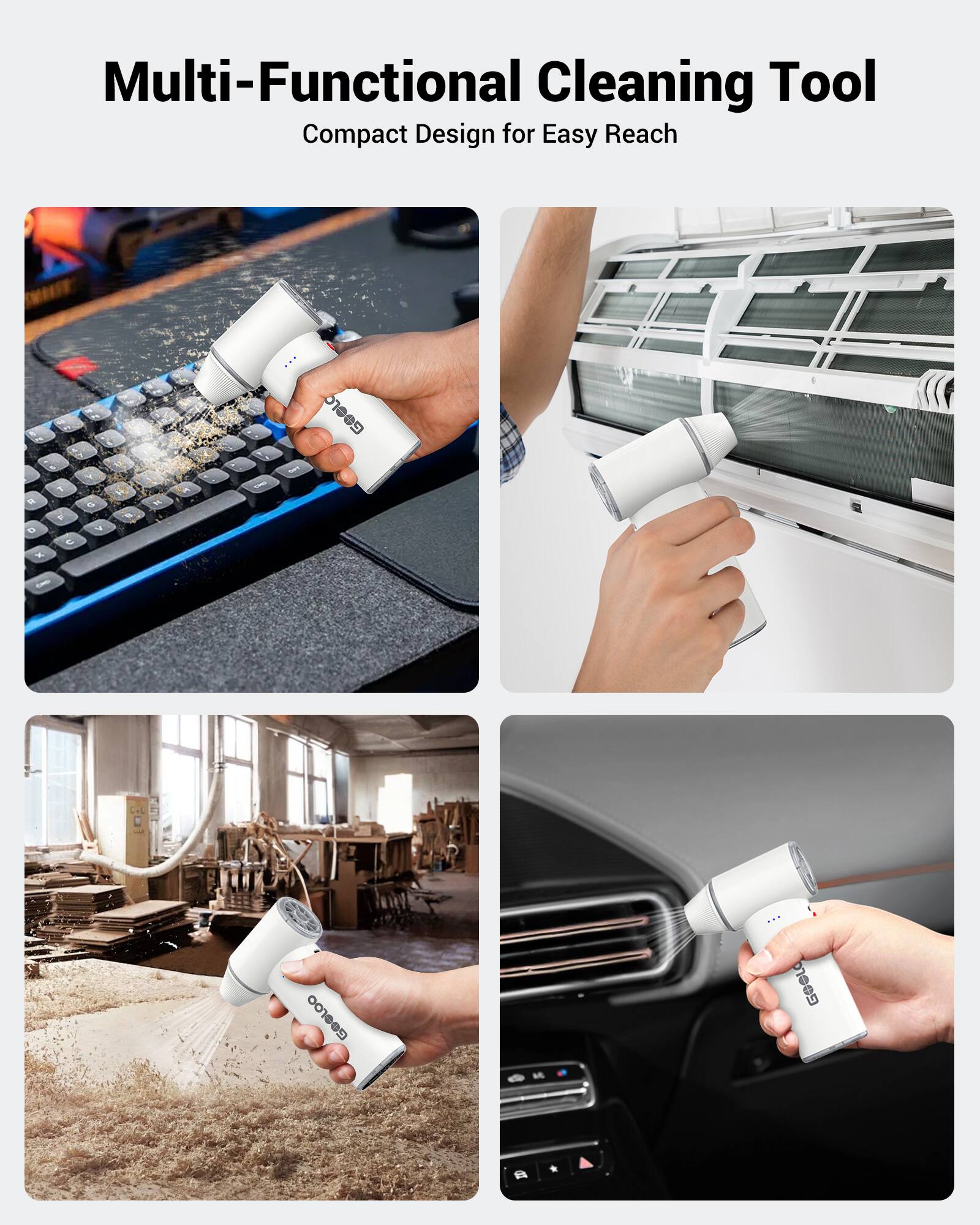 Multi-Functional Cleaning Tool  
Compact Design for Easy Reach