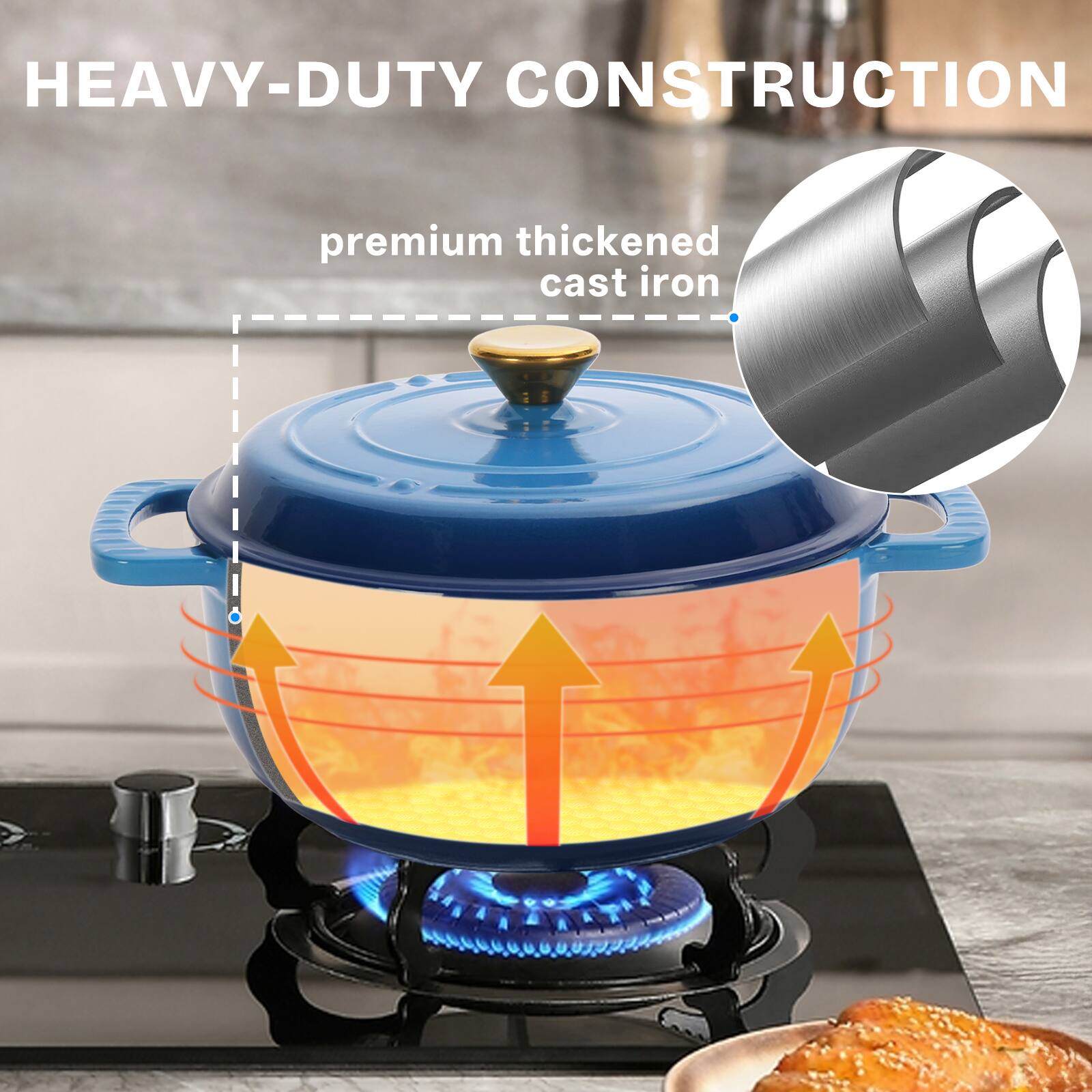 HEAVY-DUTY CONSTRUCTION  
premium thickened cast iron
