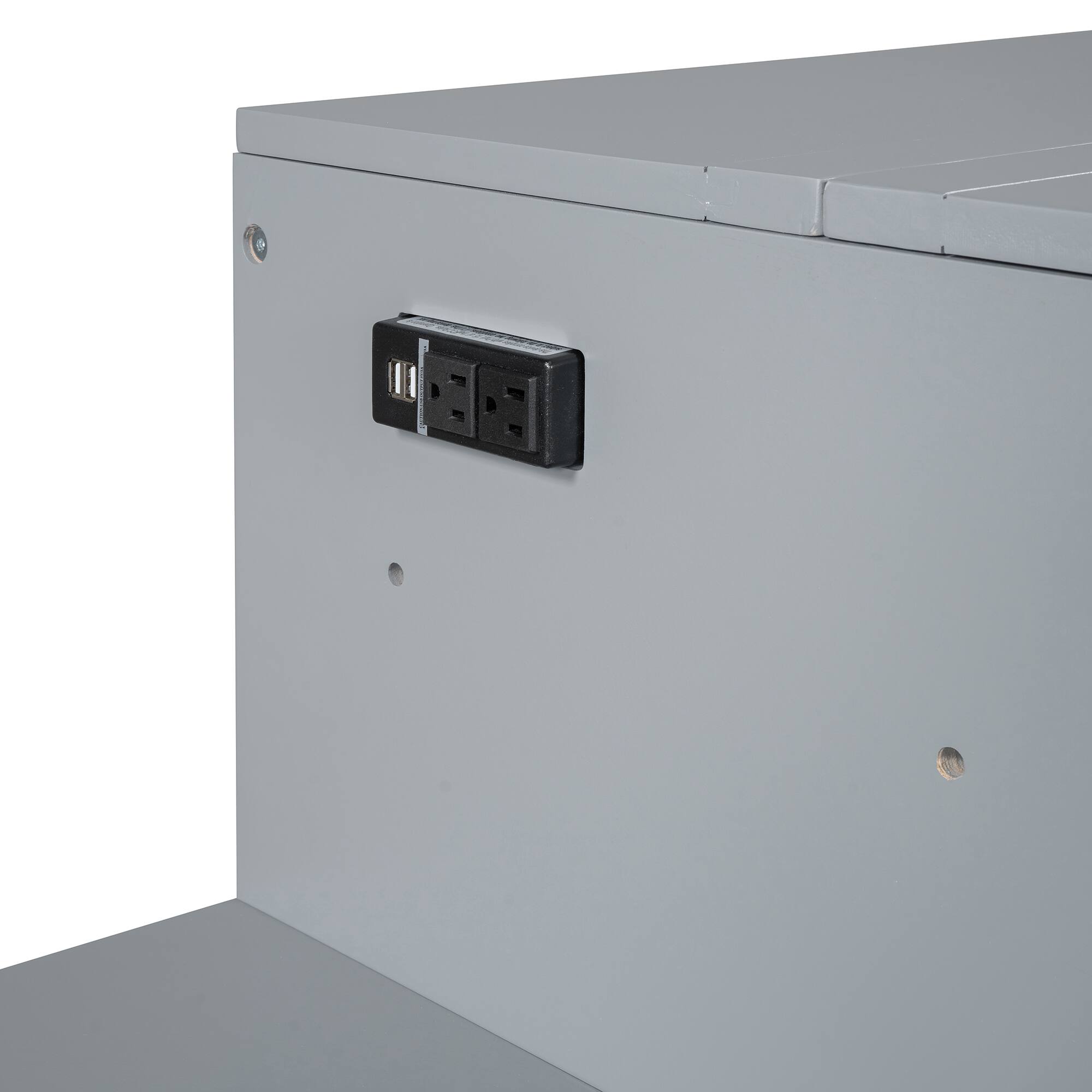Alt View 1. Tiramisubest - Queen Size Murphy Bed with USB, Drawer, Wardrobe/Desk - Gray Wood+MDF Cabinet Bed - Gray.