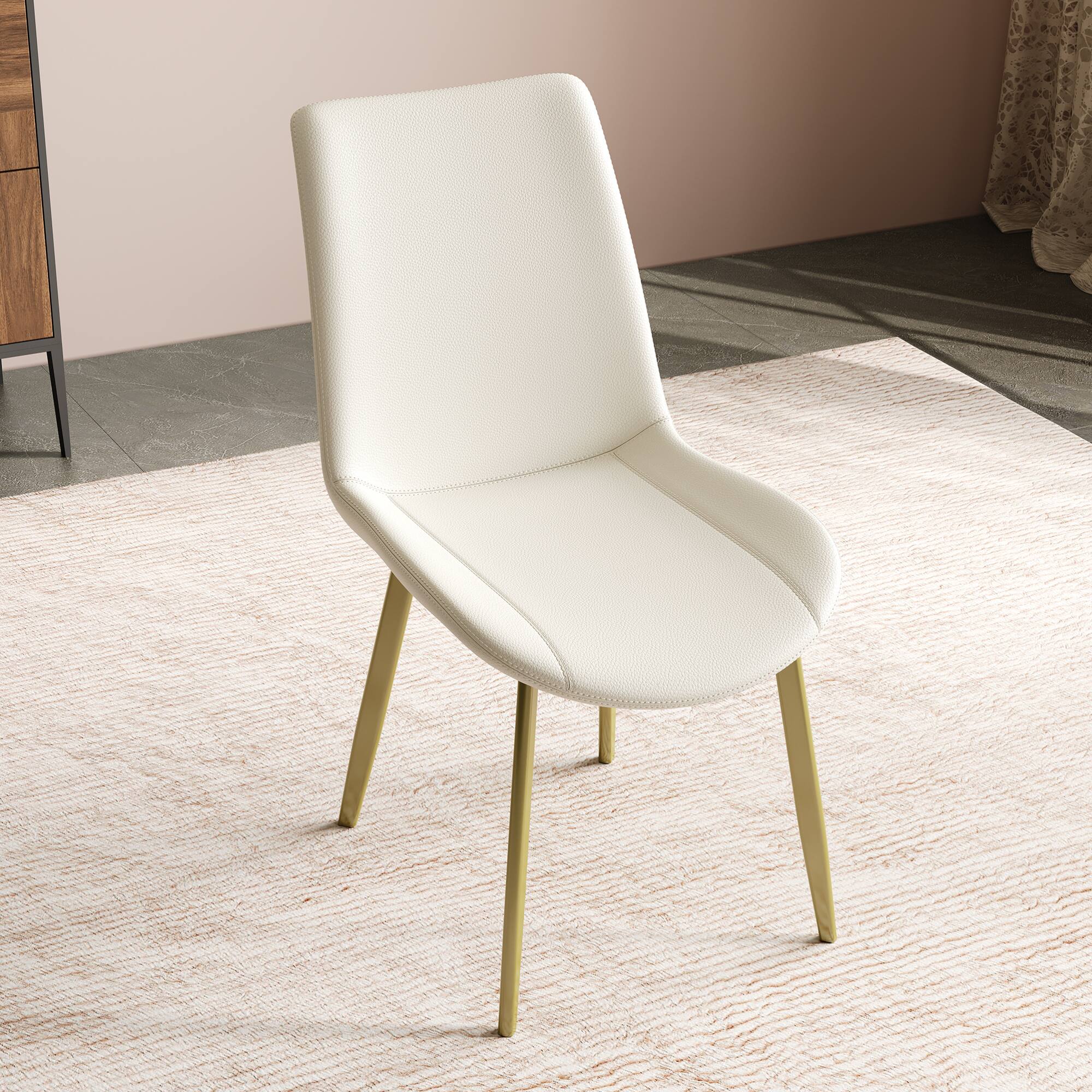 Alt View 5. GOODSILO - Modern Dining Chair with PU Leather Upholstery and Metal Frame for Kitchen and Dining Room, Set of 4 - White.