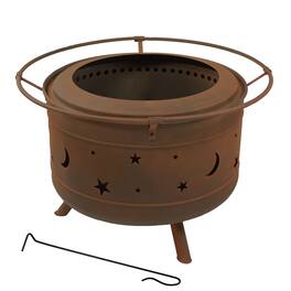 Sunnydaze - 30 in Cosmic Steel Smokeless Fire Pit with Log Poker and Cover - Bronze