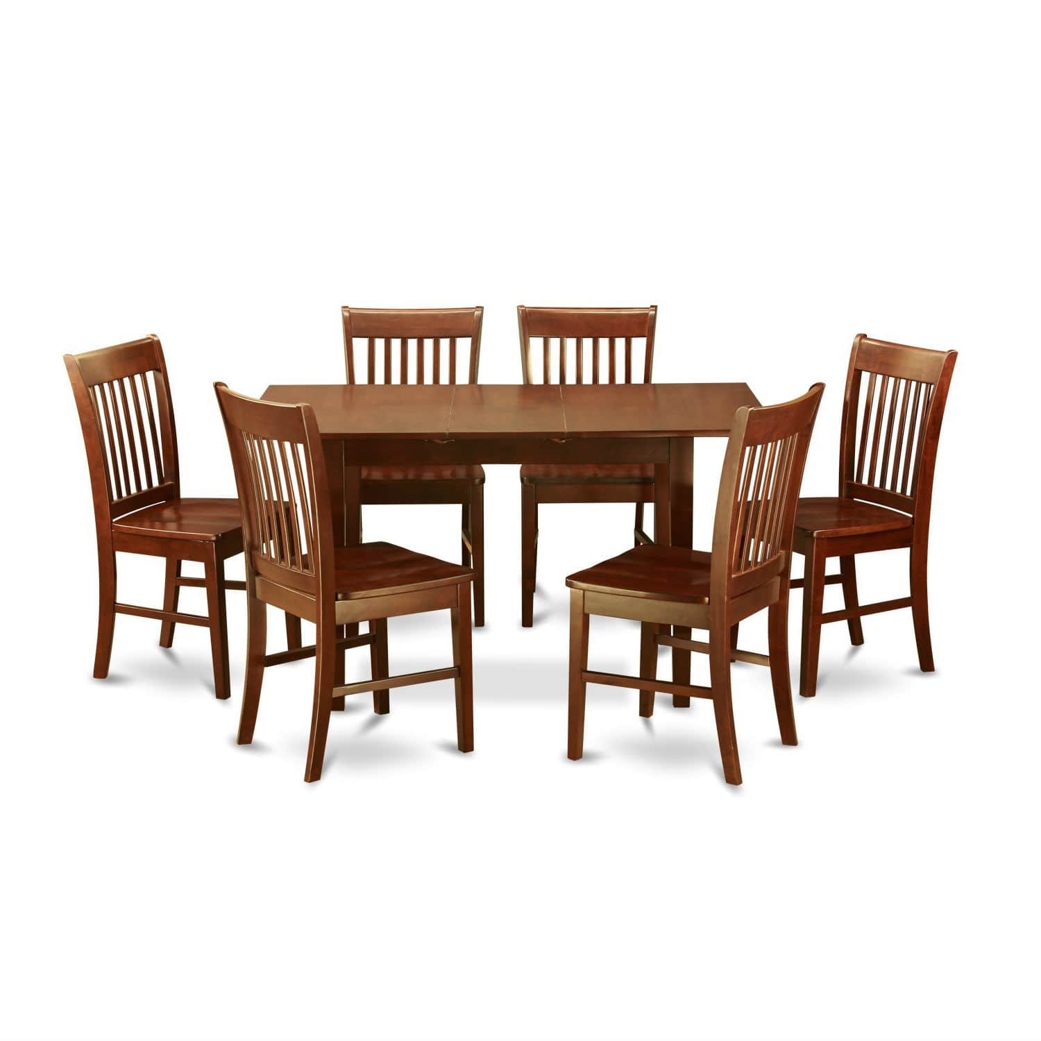 SlickBlue - Mahogany Wood Dining Set, 7-Piece Mission Style - Brown
