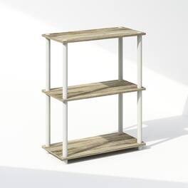 Furinno - Turn-N-Tube 3-Tier Multipurpose Compact Display Rack, Shelving Unit, Bookcase - Sonoma Oak/White