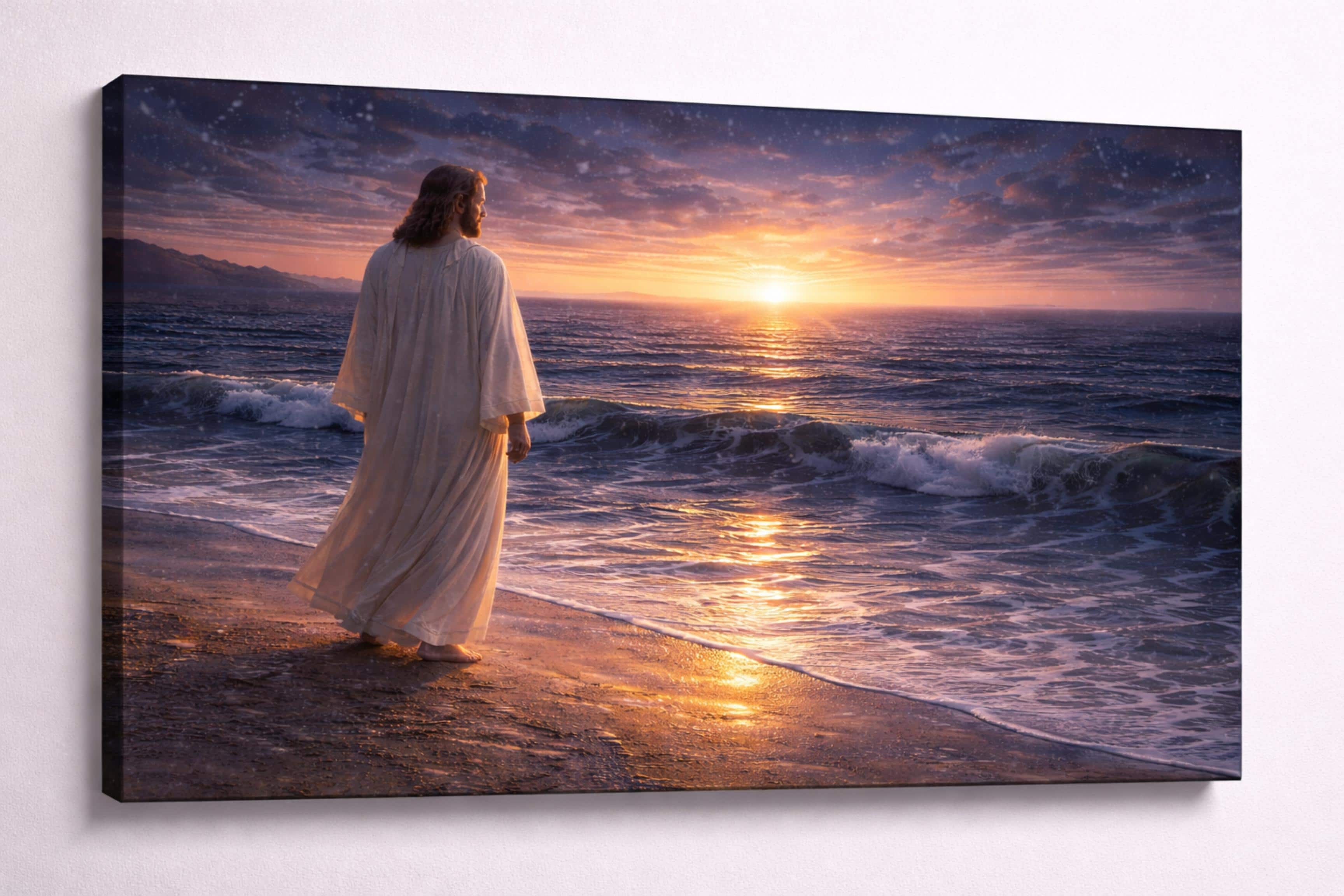 FC Design - Large Canvas 24x36" Frameless Tranquil Ocean Reflection Art Painting Home Wall Décor - MultiColor
