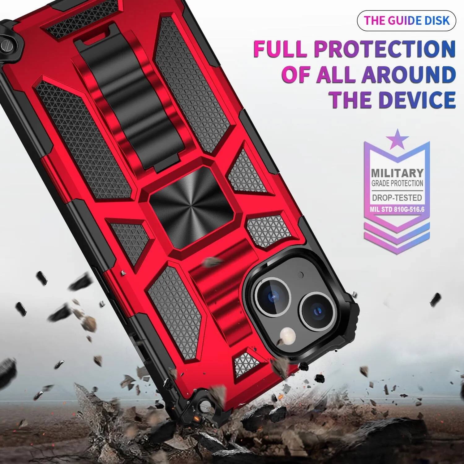 THE GUIDE DISK  
FULL PROTECTION OF ALL AROUND THE DEVICE  
MILITARY GRADE PROTECTION  
DROP-TESTED  
MIL STD 810G-516.6