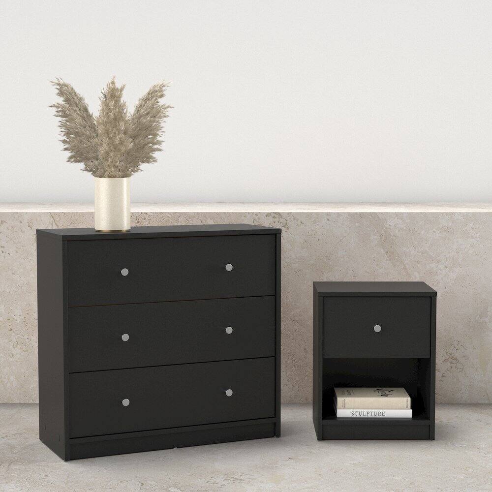 Angle. Tvilum - 2-Piece Bedroom Set - Nightstand And Chest - Black.