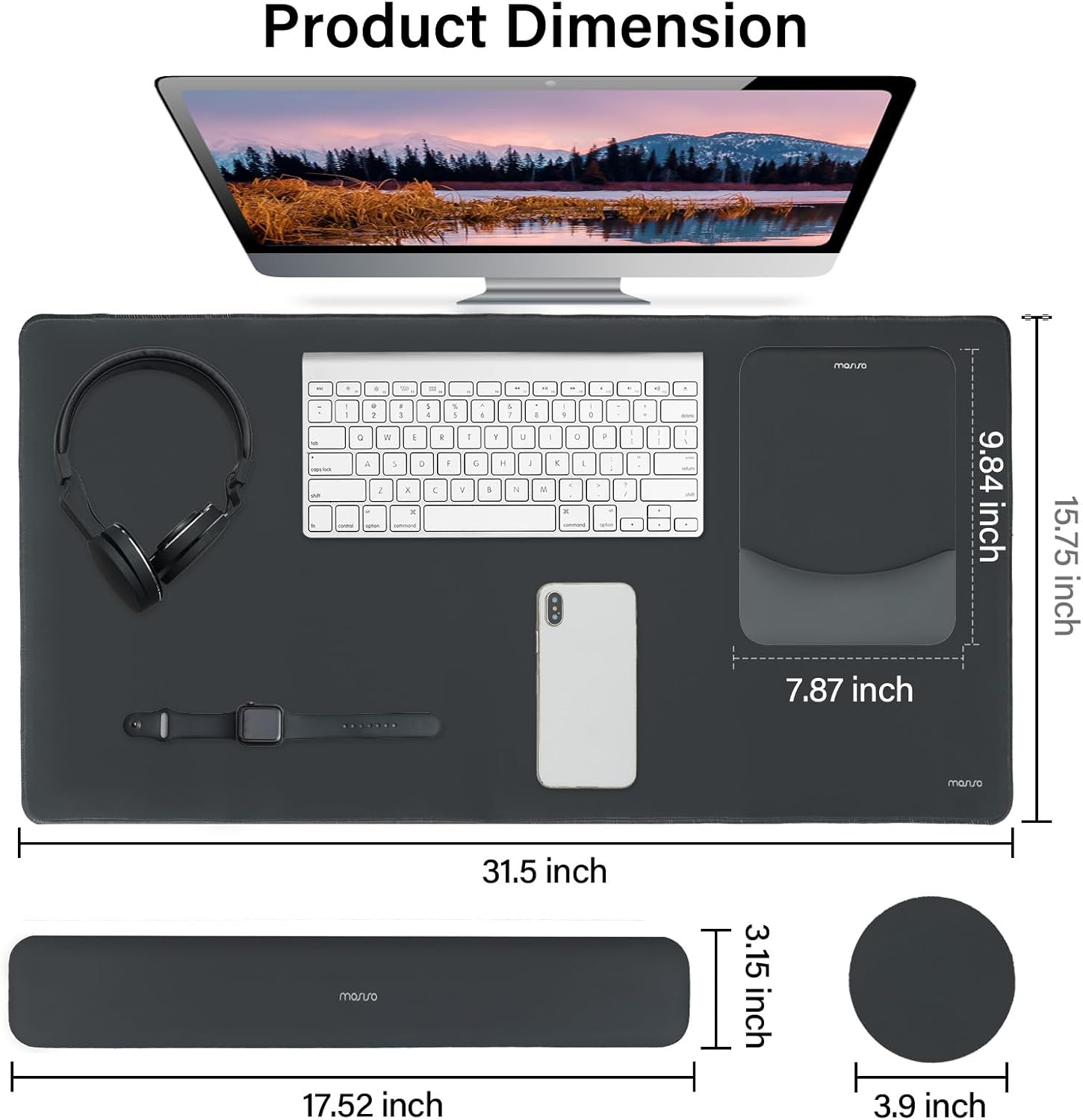 Product Dimension

- 7.87 inch
- 9.84 inch
- 15.75 inch
- 17.52 inch
- 31.5 inch
- 3.15 inch
- 3.9 inch